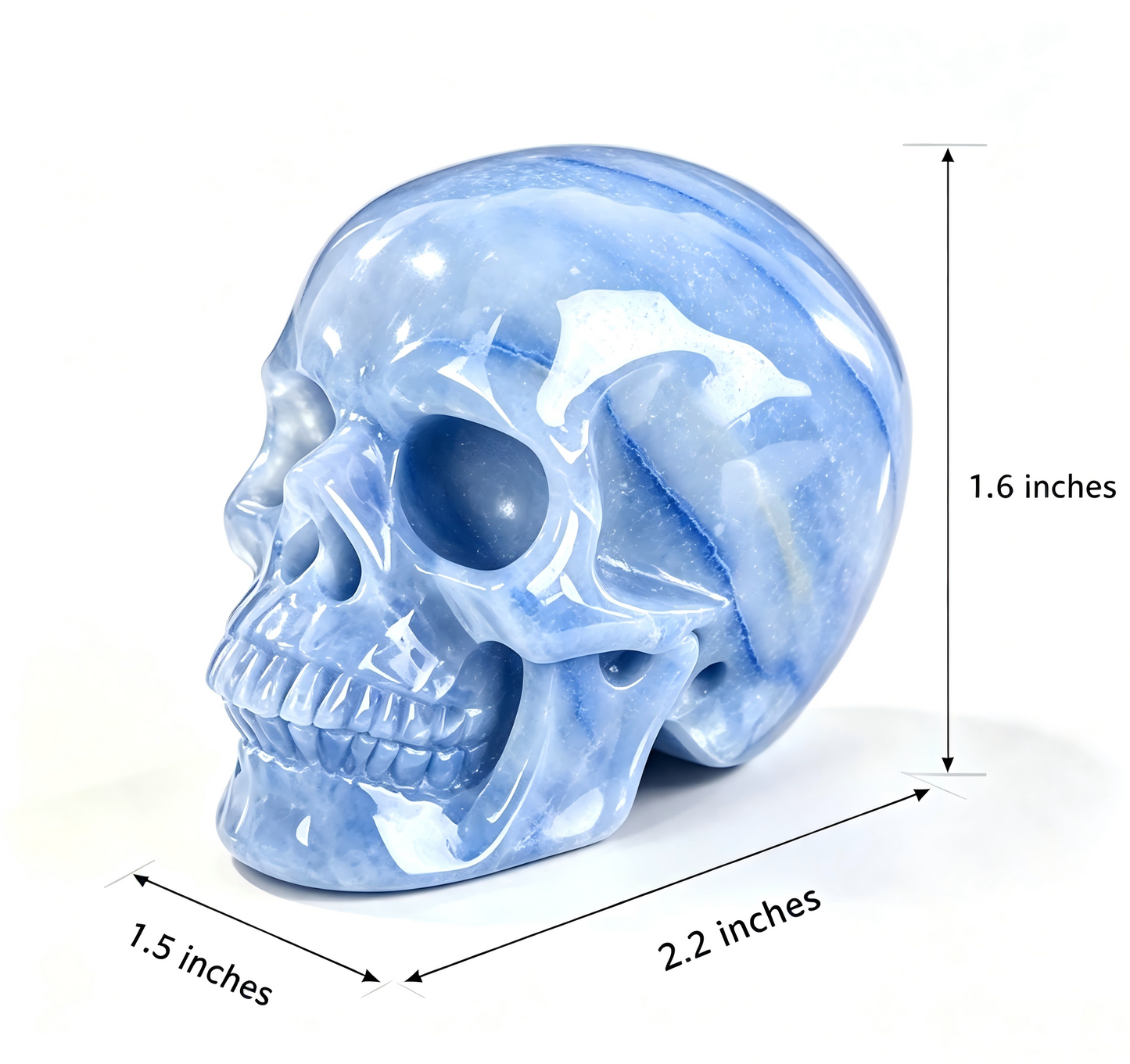 2.2"Natural Blue Aventurine Crystal Skull Spiritual Soothing Ornament