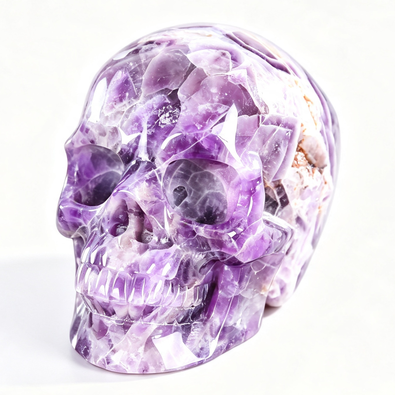 7.0"Hand Carved Natural Amethyst Crystal Skull Spiritual Calming Ornament