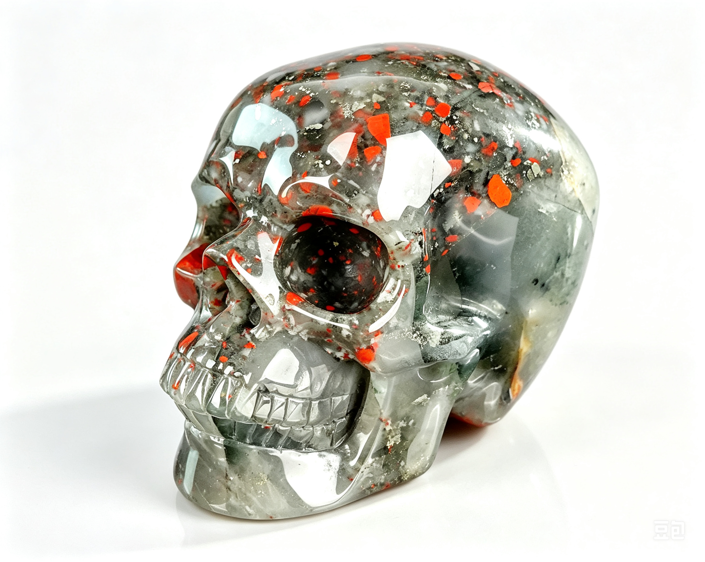 3.0"Natural African Bloodstone Crystal Skull Spiritual Calming Ornament
