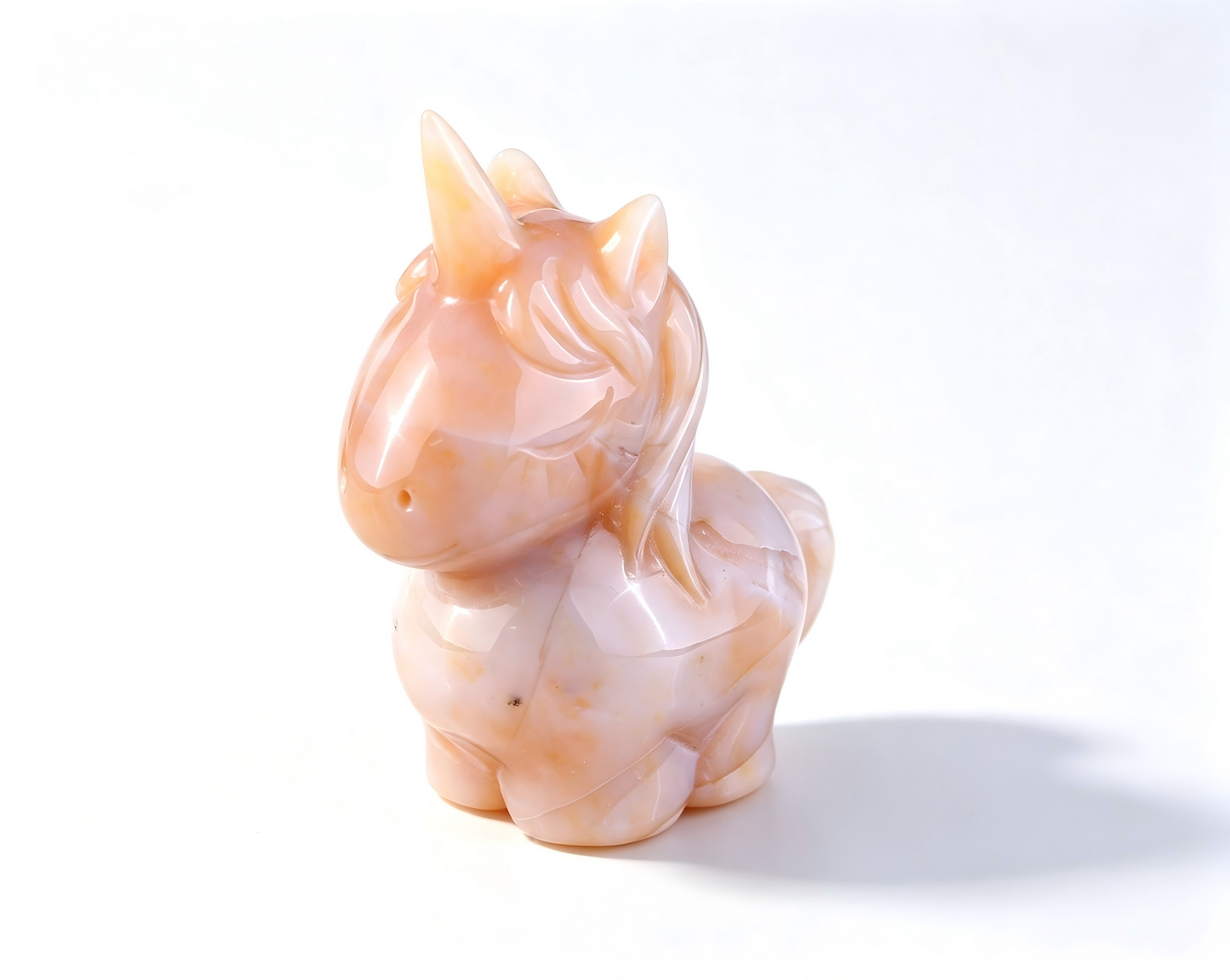 2.75"Natural Yellow Chalcedony Hand Carved Cute Unicorn Crystal Figurine Solar Energy Spiritual Home Decor