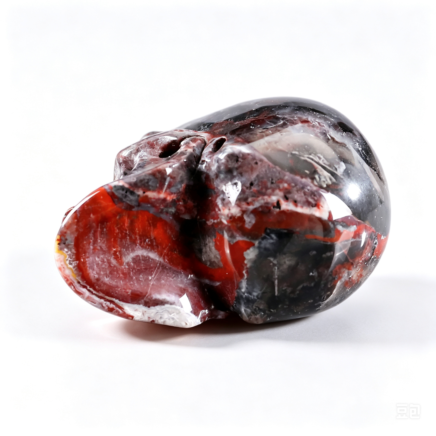 2.2"Natural Red Lace Agate Crystal Skull Spiritual Emotional Balance Ornament