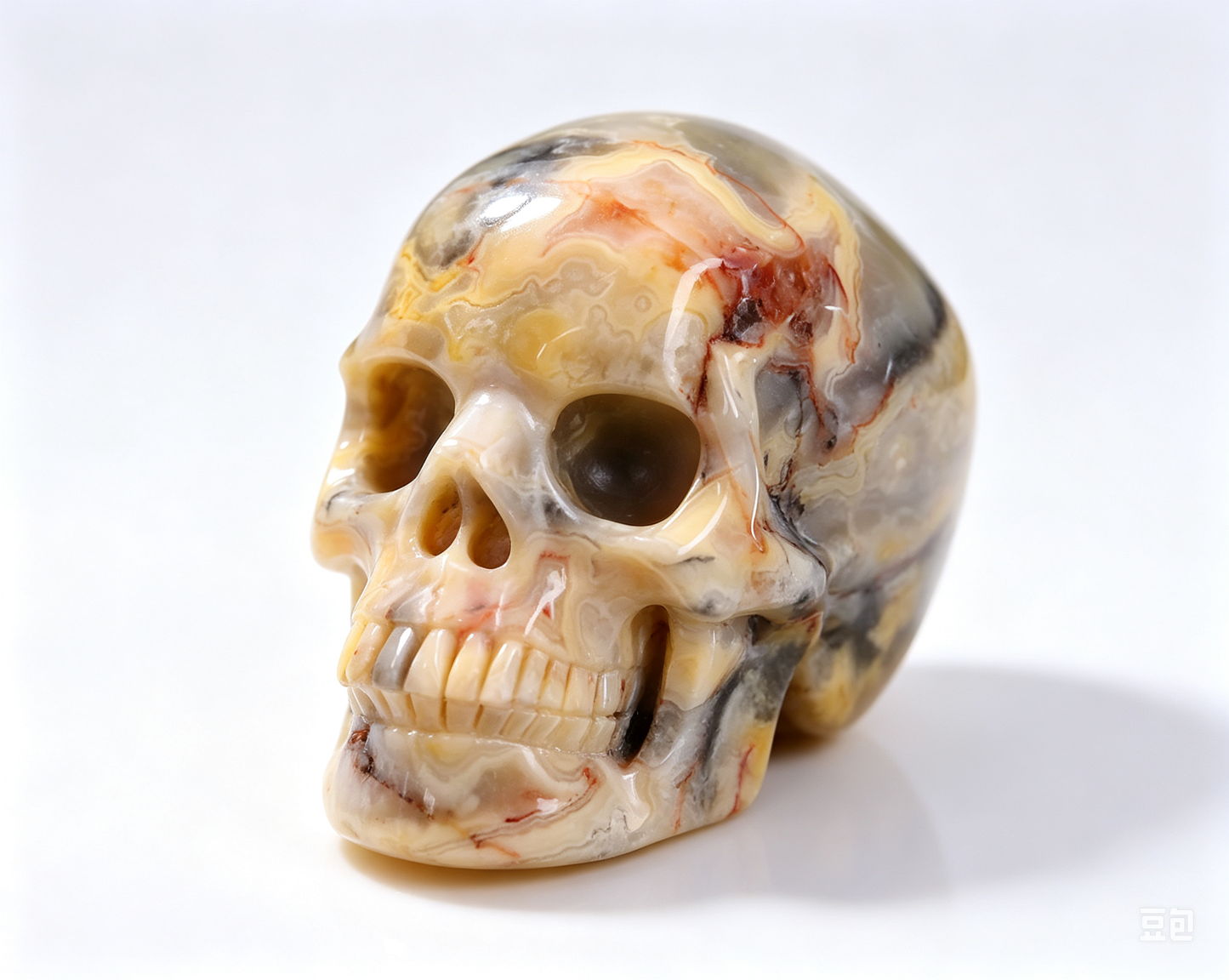 3.0"Natural Crazy Agate Crystal Skull Spiritual Joyful Ornament