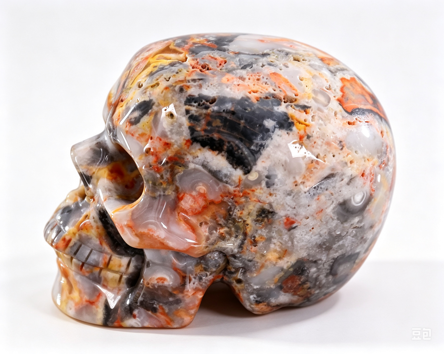 2.2"Natural Crazy Agate Crystal Skull Spiritual Joyful Ornament