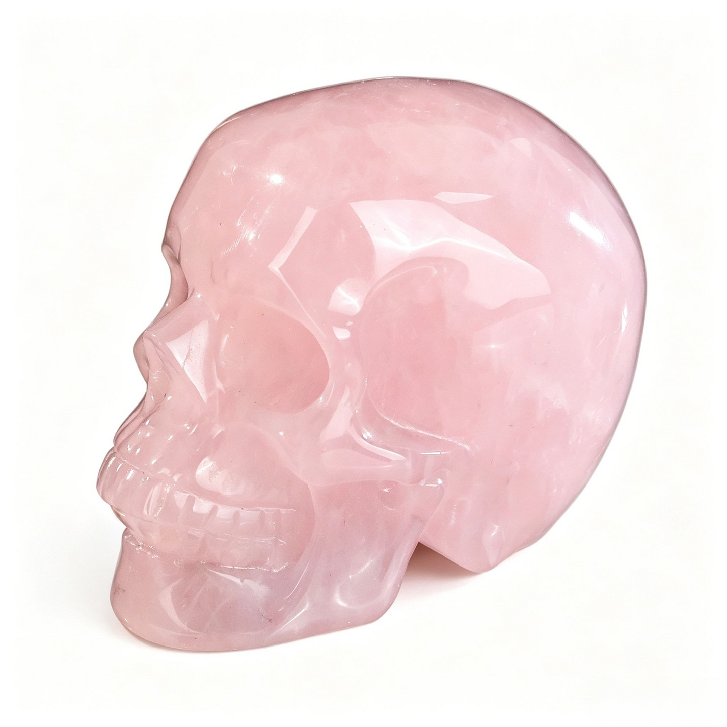 2.2" Natural Rose Quartz Crystal Skull Love Healing Ornament
