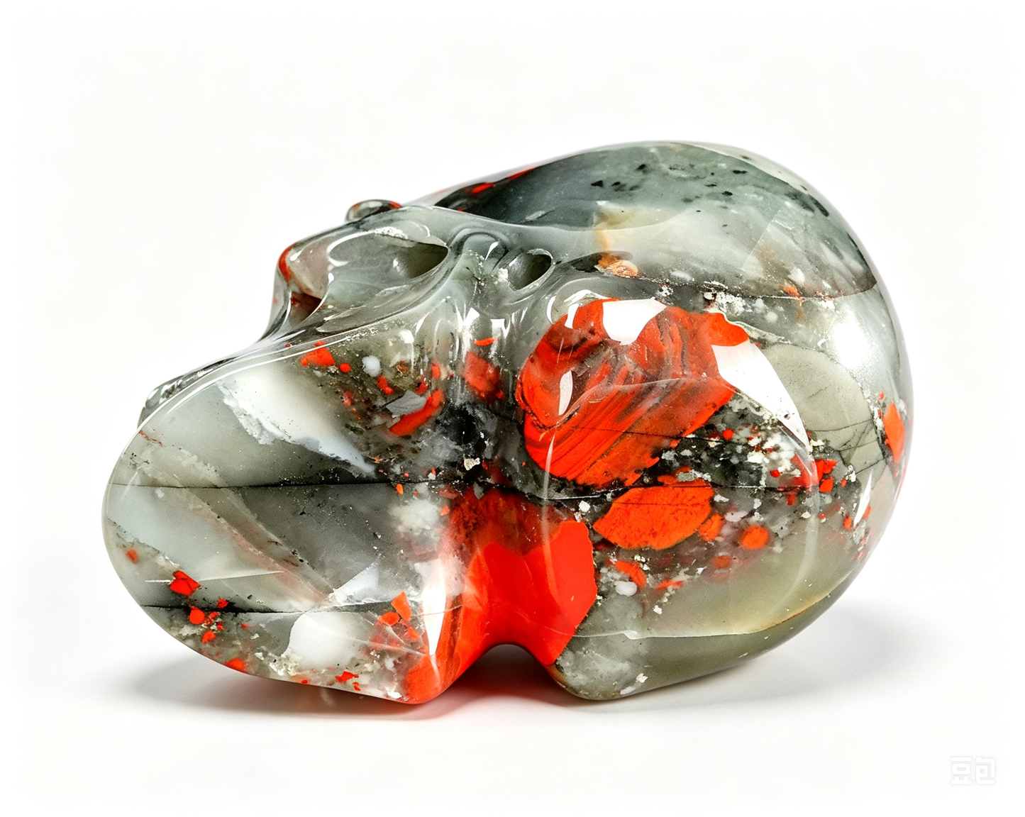 3.0"Natural African Bloodstone Crystal Skull Spiritual Calming Ornament