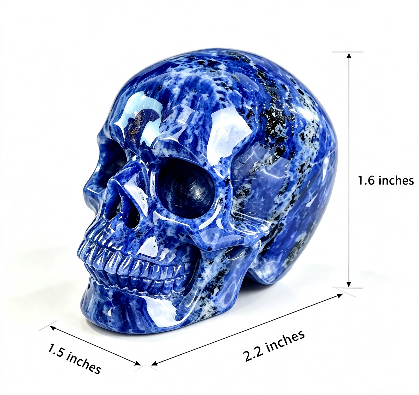 2.2"Natural Sodalite Crystal Skull Spiritual Truth & Calming Ornament