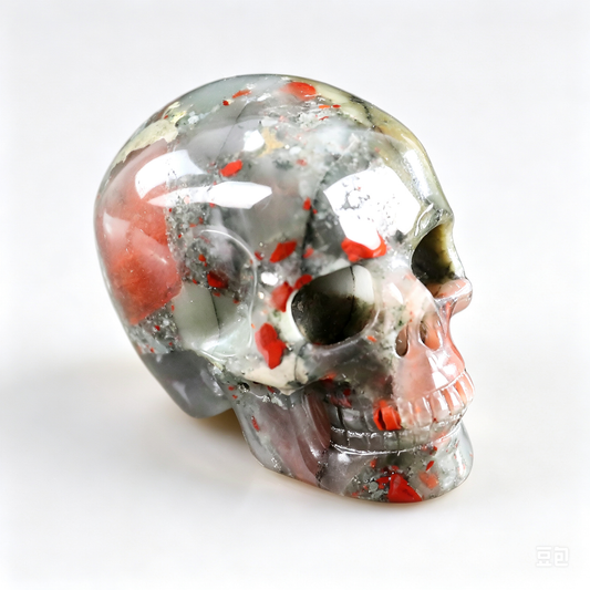 2.2"Natural African Bloodstone Crystal Skull Spiritual Calming Ornament