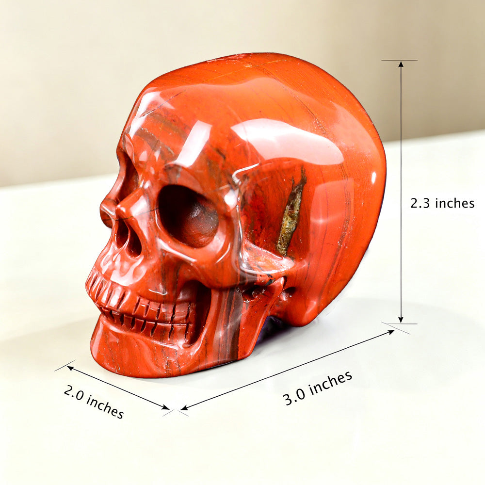 3.0" Natural Red Jasper Crystal Skull Root Chakra Healing Ornament