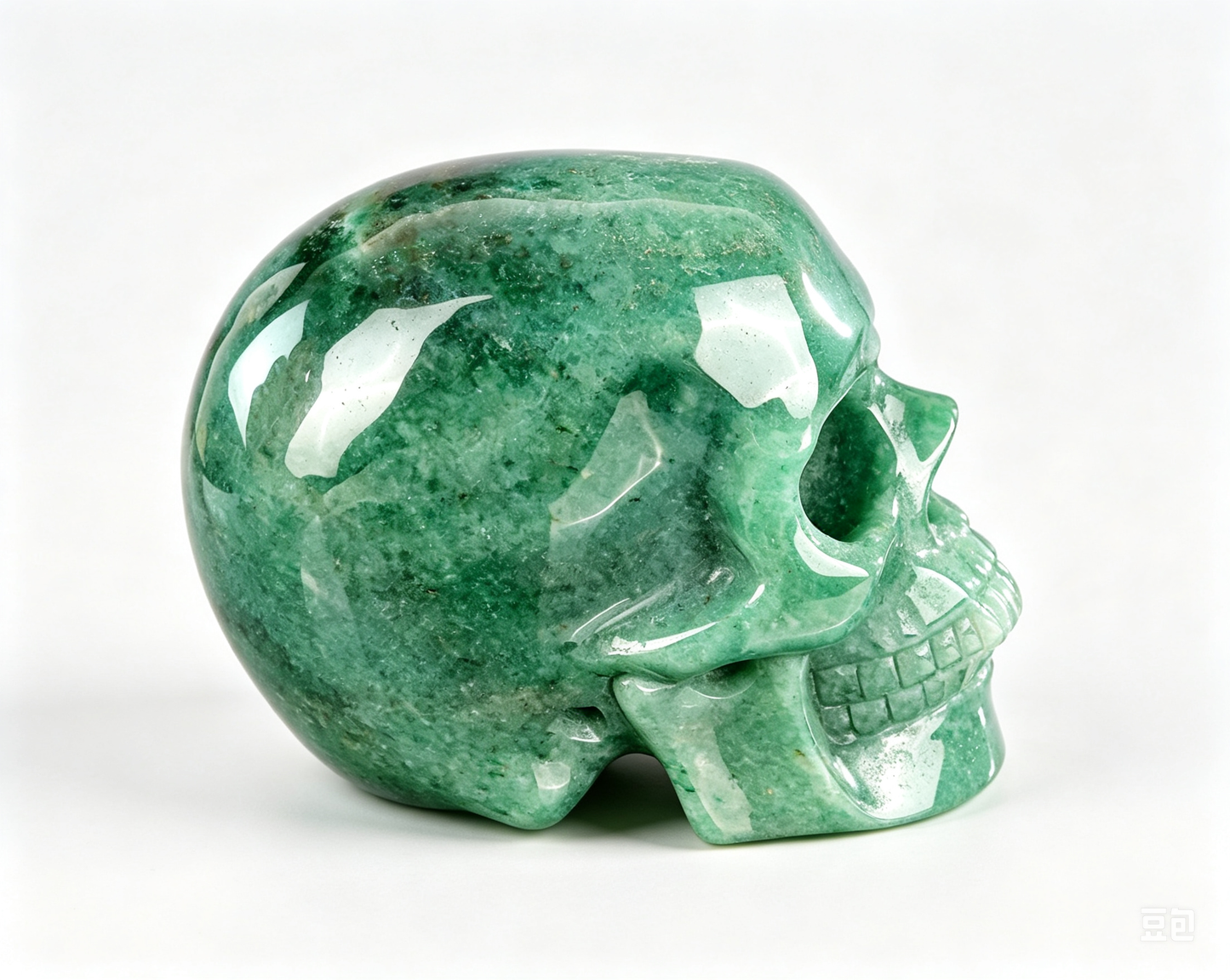 3.0"Natural Green Aventurine Crystal Skull Spiritual Prosperity Ornament