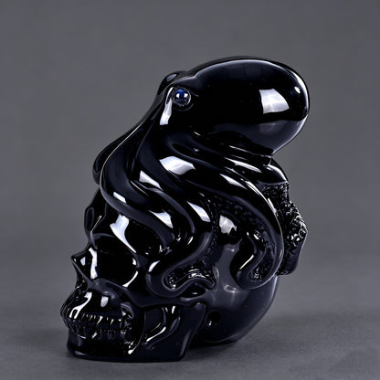 3"Black Obsidian Crystal Skull and Octopus