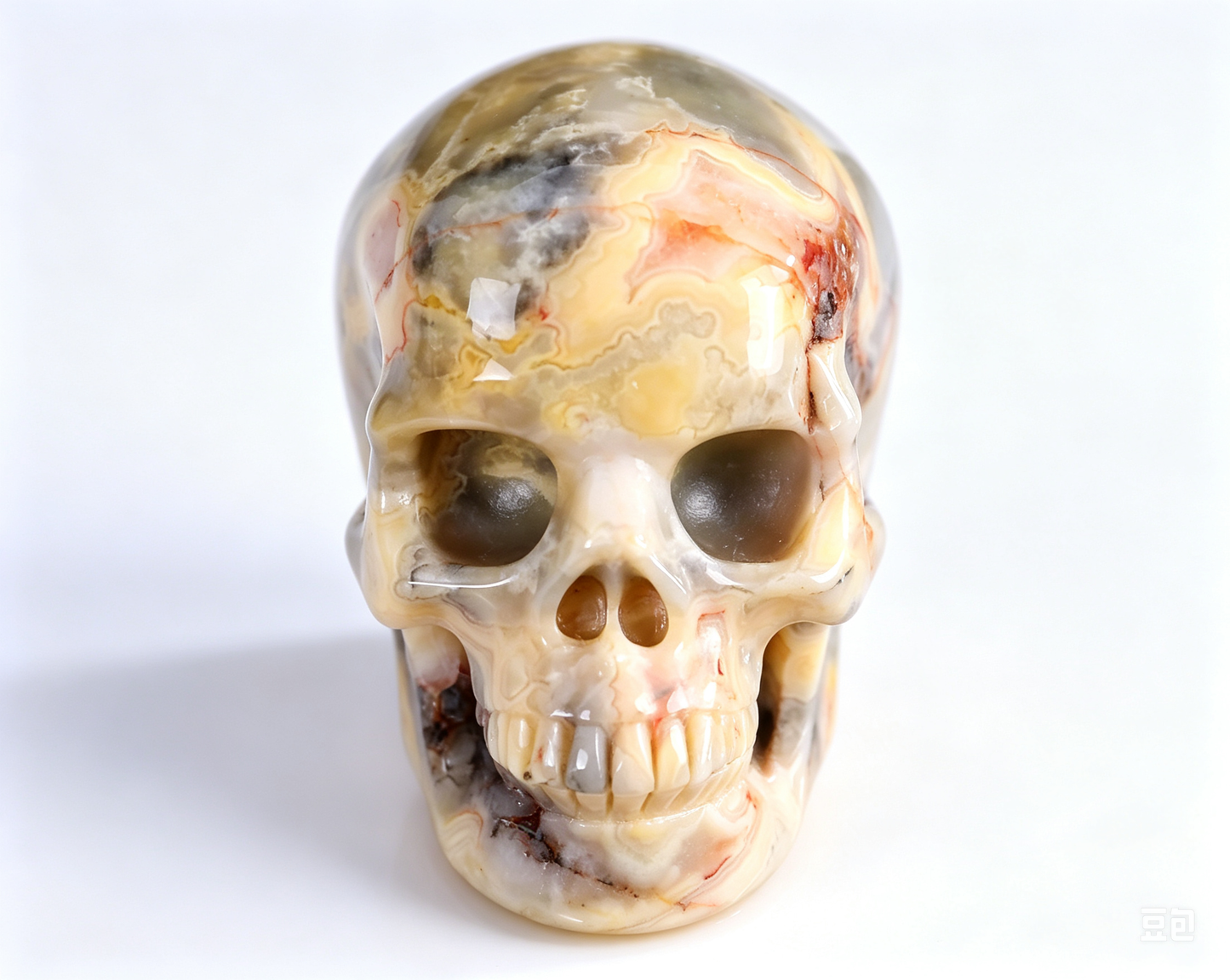3.0"Natural Crazy Agate Crystal Skull Spiritual Joyful Ornament