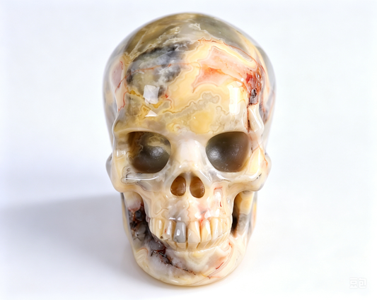 3.0"Natural Crazy Agate Crystal Skull Spiritual Joyful Ornament