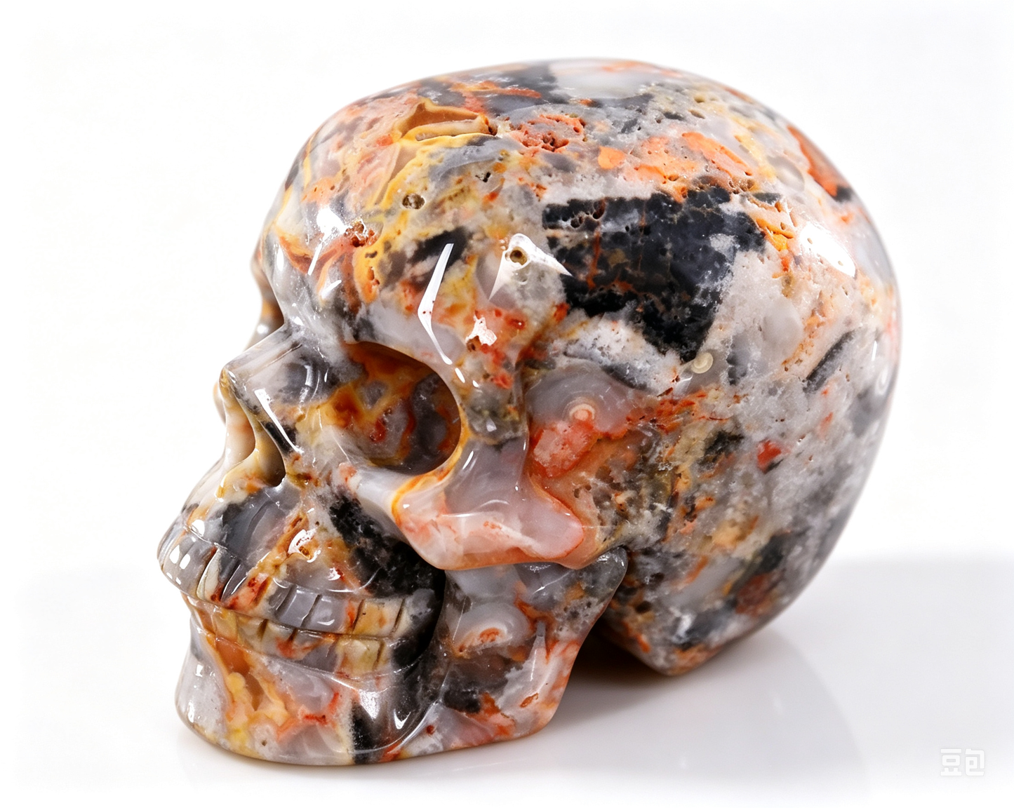 2.2"Natural Crazy Agate Crystal Skull Spiritual Joyful Ornament