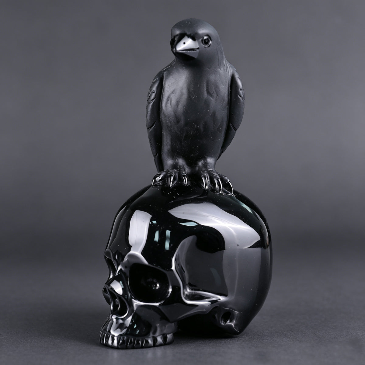 6"Black Obsidian Crystal Skull and Eagle