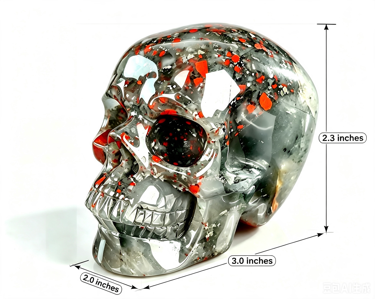 3.0"Natural African Bloodstone Crystal Skull Spiritual Calming Ornament