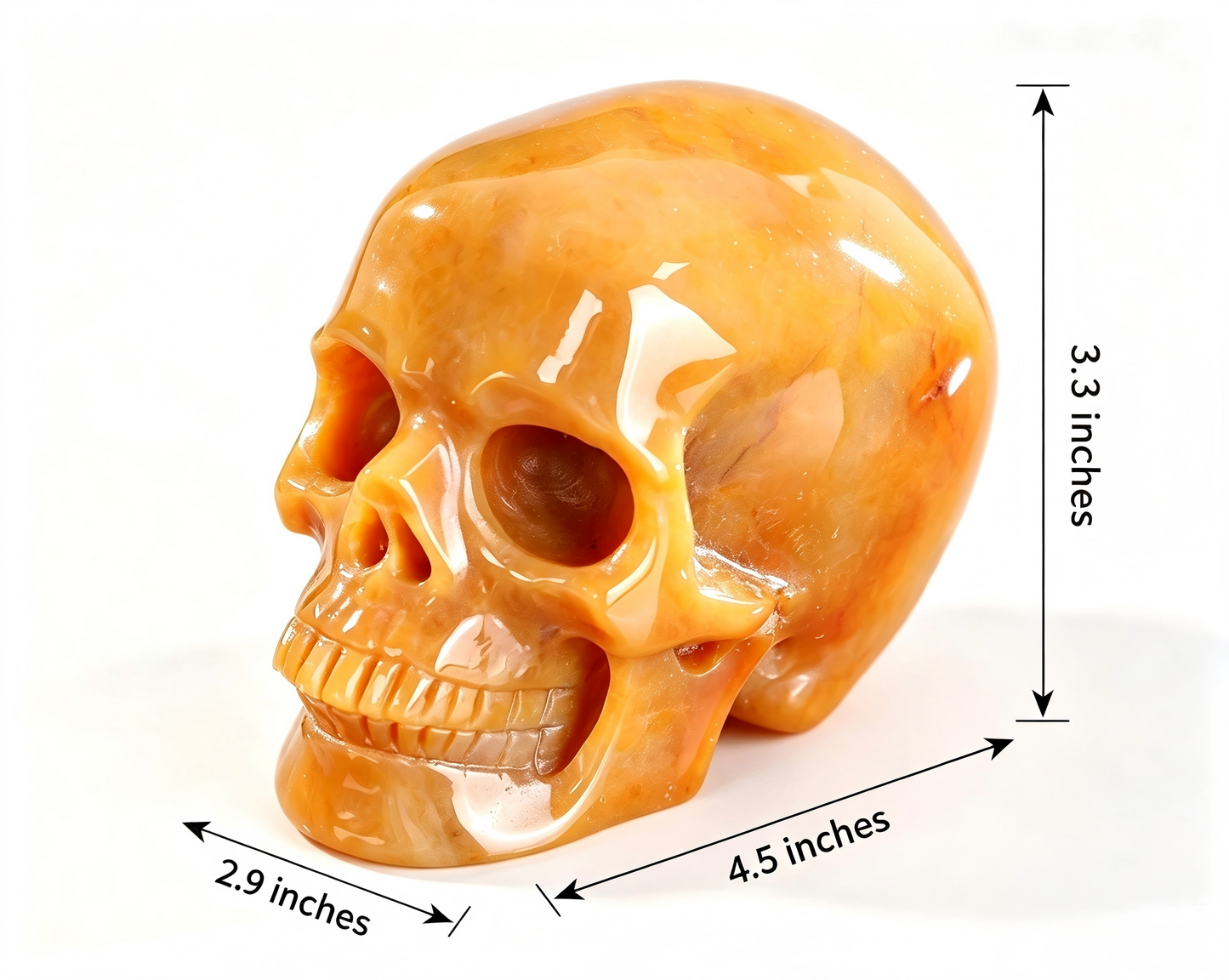 4.5"Natural Yellow Chalcedony Crystal Skull Spiritual Optimism Ornament