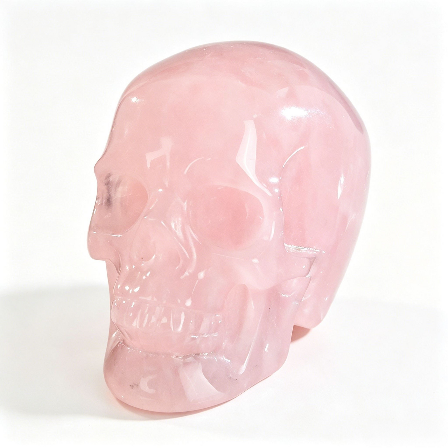 2.2" Natural Rose Quartz Crystal Skull Love Healing Ornament