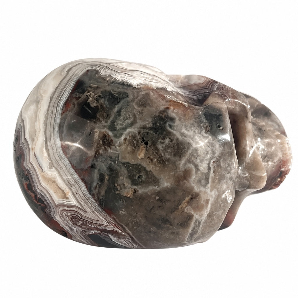 4.5 Inch Red Crazy Lace Agate Crystal Skull top view