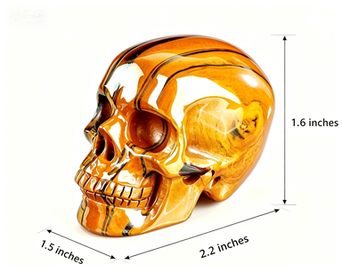 2.2" Natural Tiger's Eye Crystal Skull Courage Protection Ornament