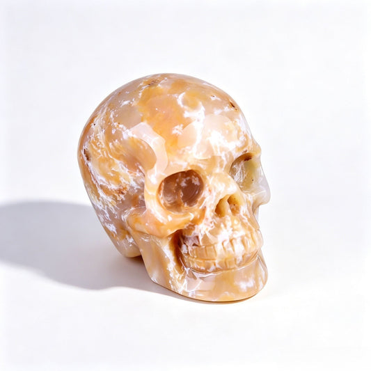 3.0" Yellow Chalcedony Crystal Skull - Front Right 45