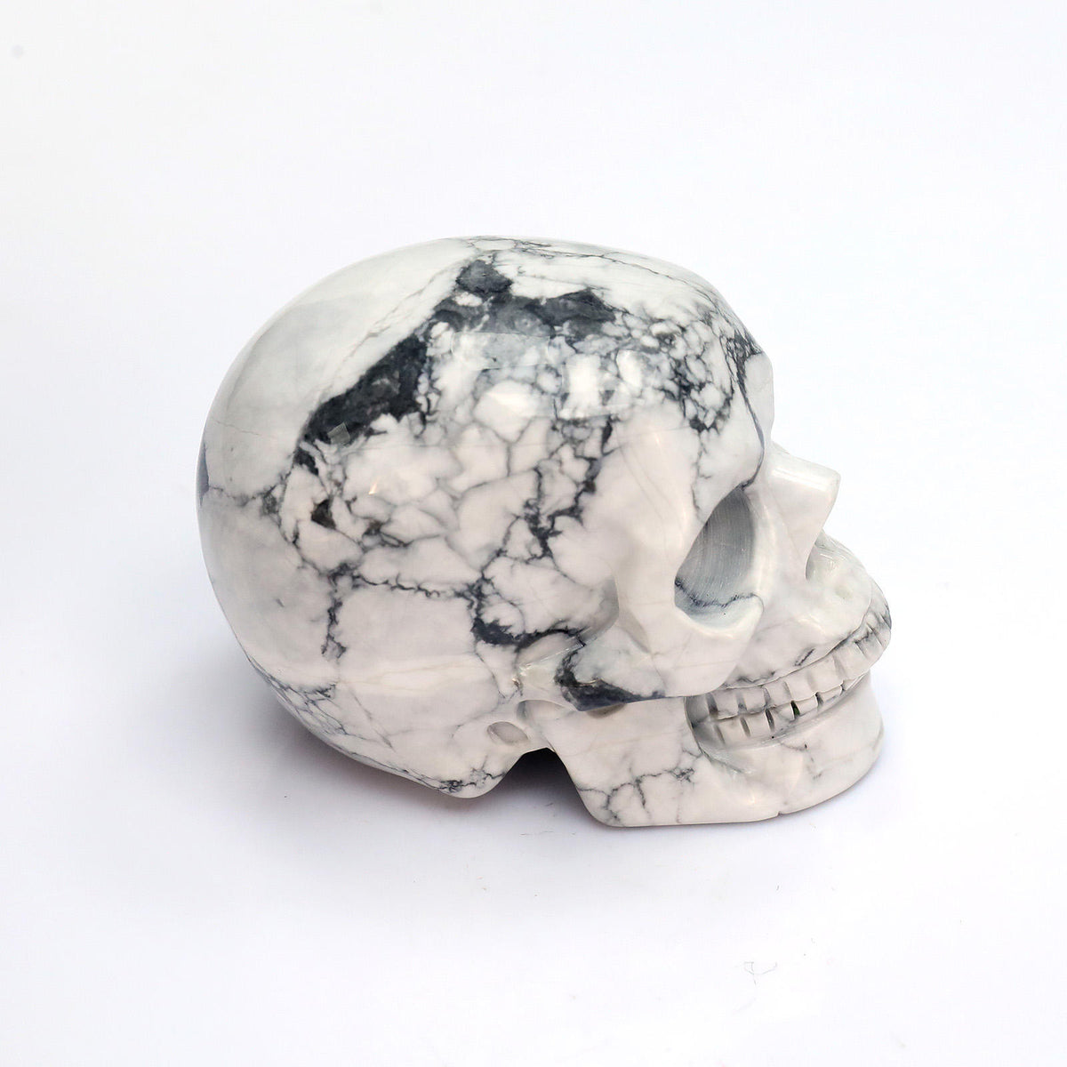 Howlite crystal skull right front 45