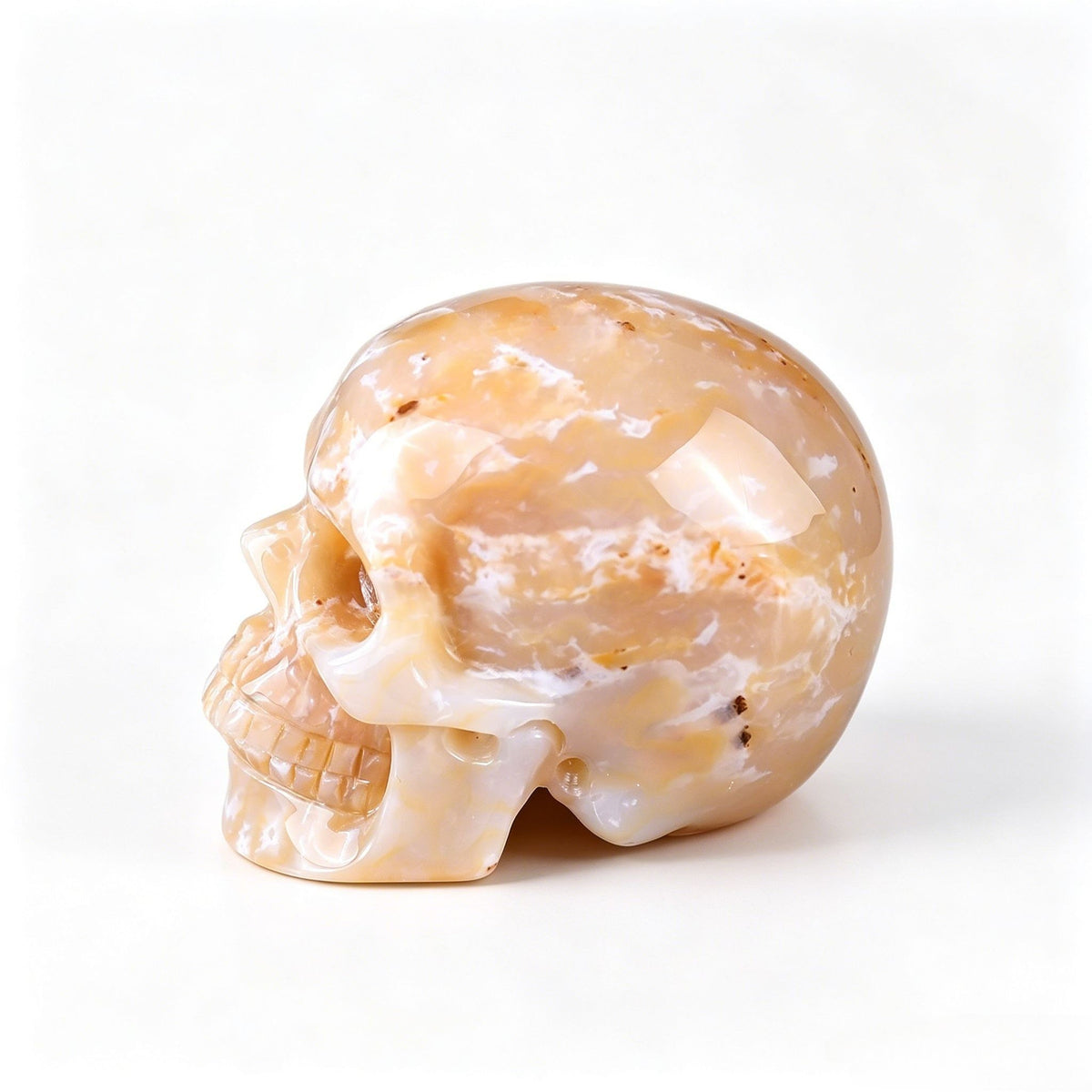 3.0" Yellow Chalcedony Crystal Skull - Oblique 45 Degree