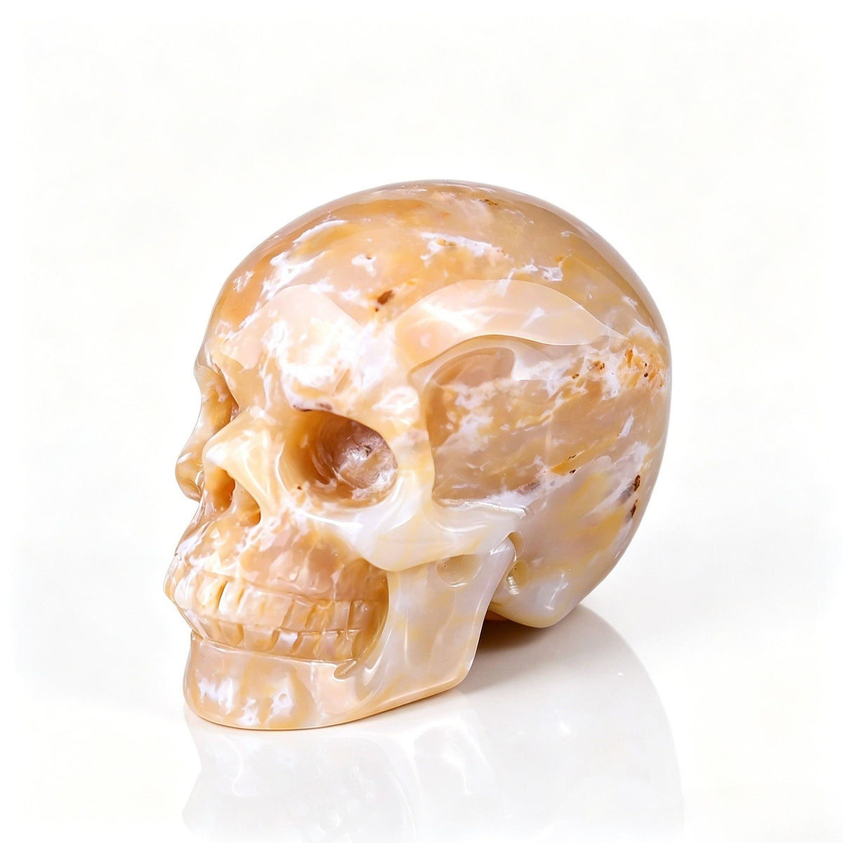 3.0" Yellow Chalcedony Crystal Skull - Front Left 45