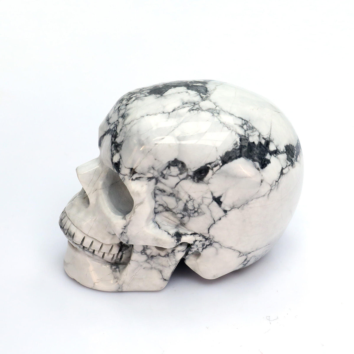 Howlite crystal skull left front 45