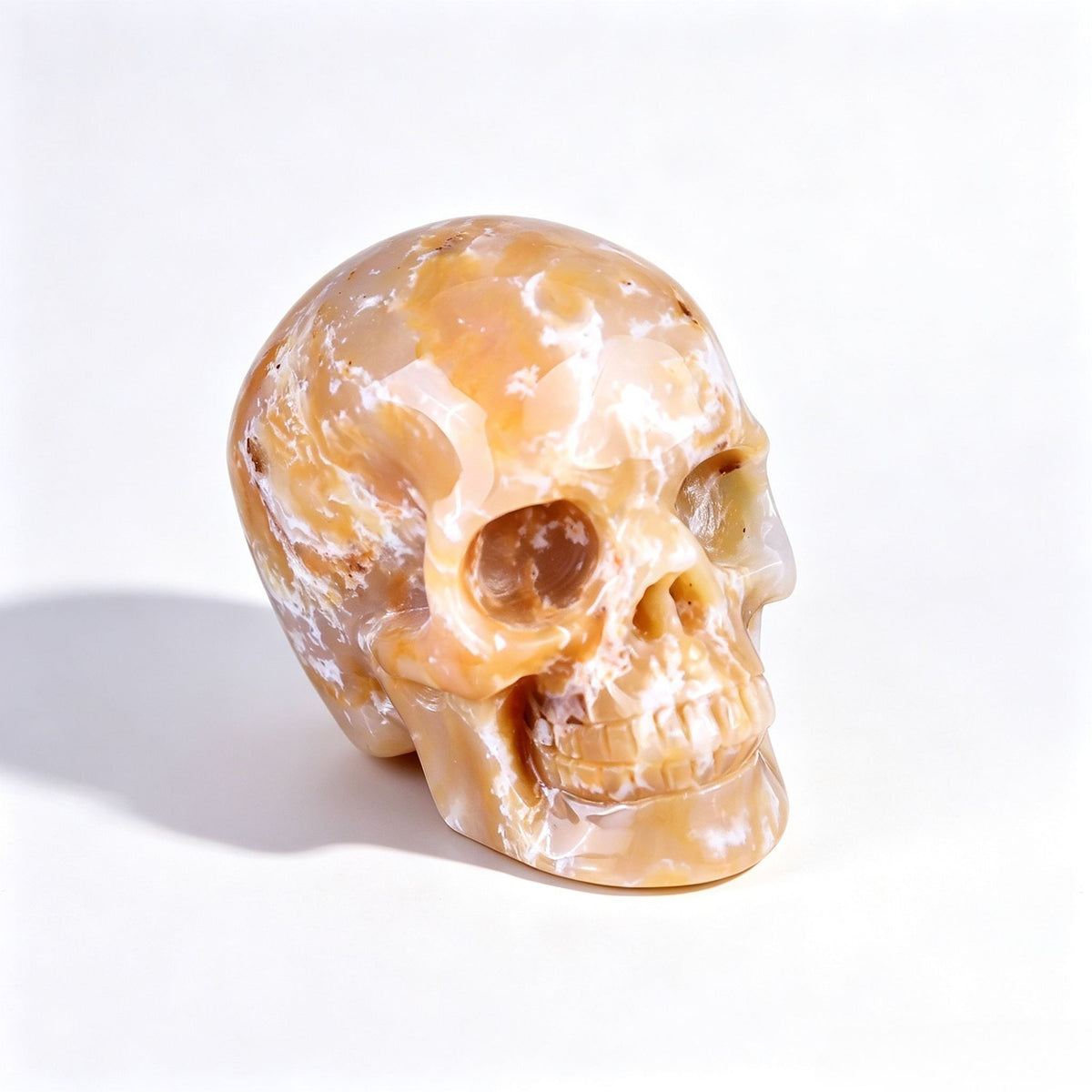 2.2" Yellow Chalcedony Crystal Skull - Front Right 45