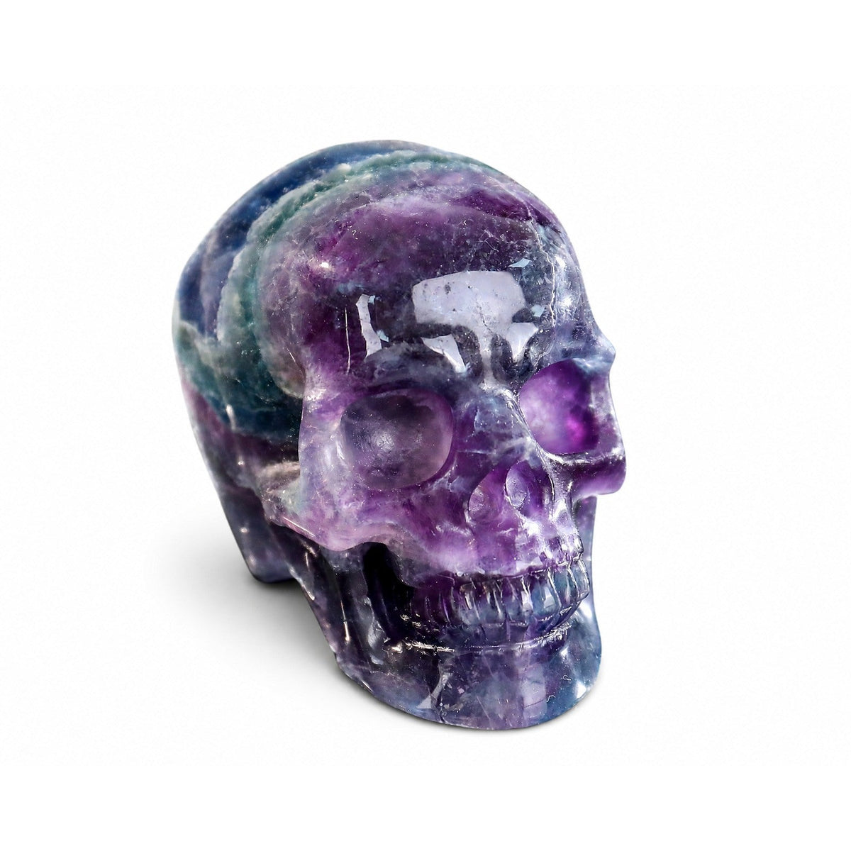 Fluorite crystal skull right front 45