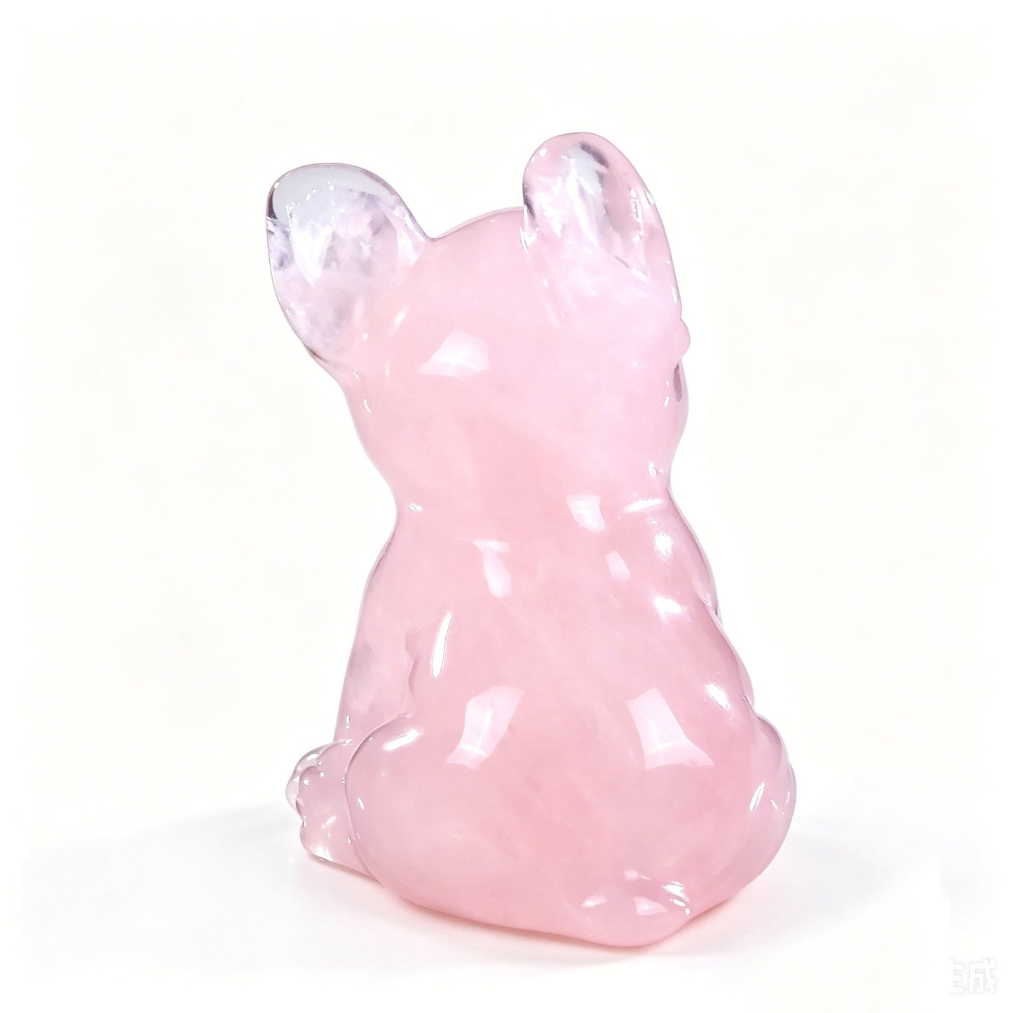 2.0"Natural Rose Quartz Hand Carved Bulldog Figurine, Love Healing Crystal Animal Decor