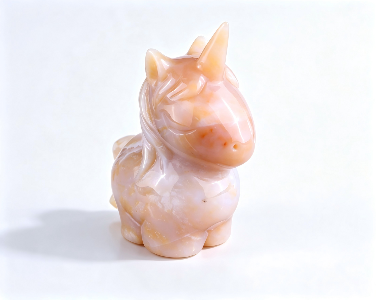 2.75"Natural Yellow Chalcedony Hand Carved Cute Unicorn Crystal Figurine Solar Energy Spiritual Home Decor