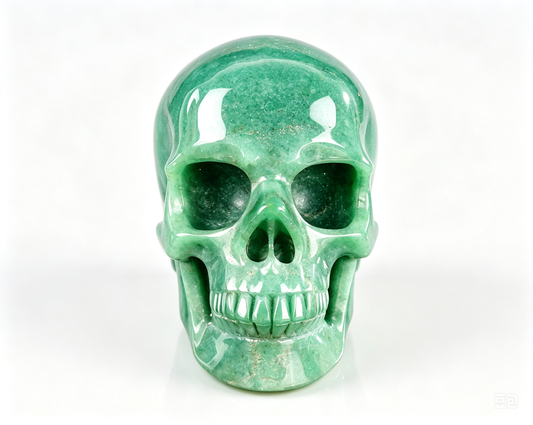 2.2"Natural Green Aventurine Crystal Skull Spiritual Prosperity Ornament