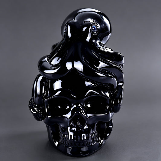 3"Black Obsidian Crystal Skull and Octopus