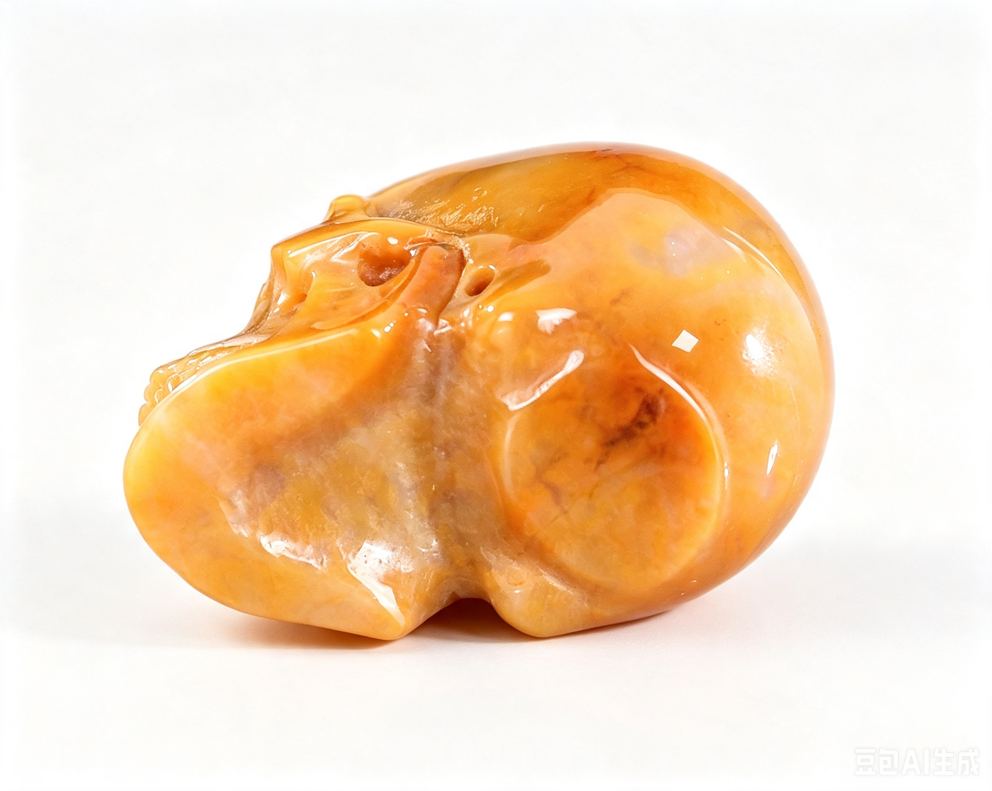 4.5"Natural Yellow Chalcedony Crystal Skull Spiritual Optimism Ornament