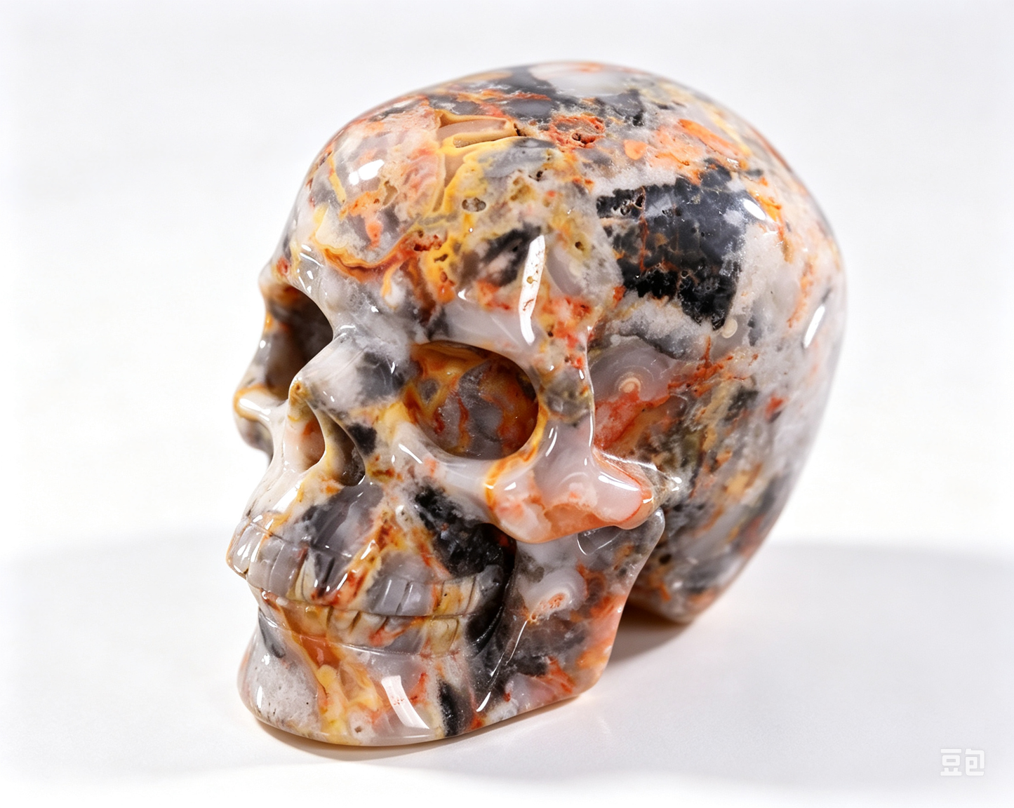 2.2"Natural Crazy Agate Crystal Skull Spiritual Joyful Ornament