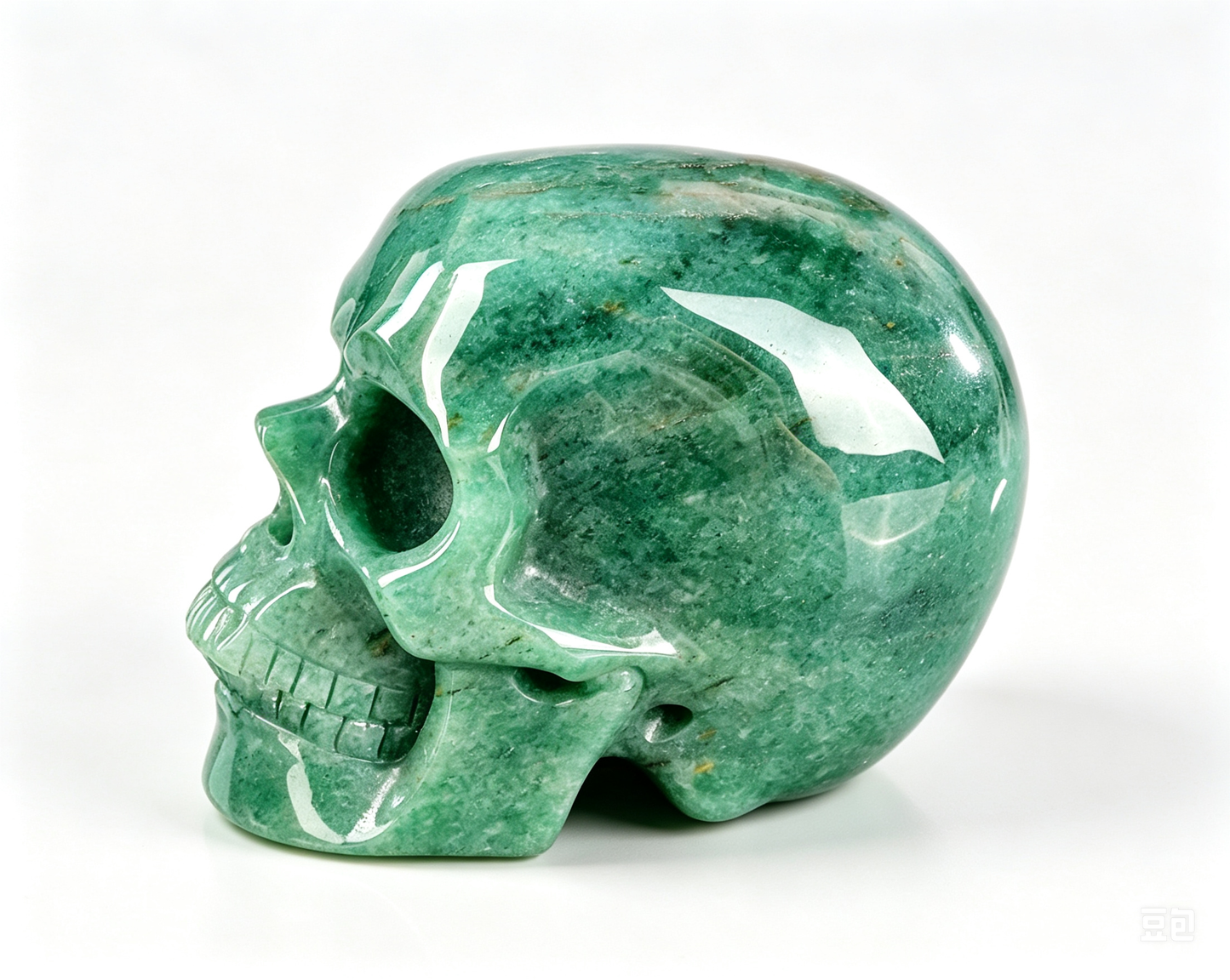 3.0"Natural Green Aventurine Crystal Skull Spiritual Prosperity Ornament