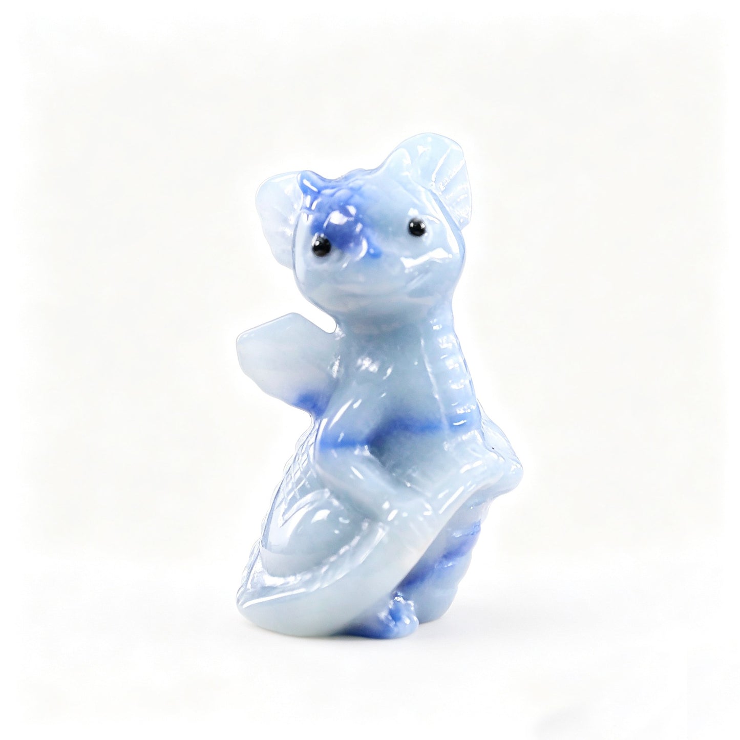 Natural Crystal Hand Carved Cute Baby Dragon Figurine, Fantasy Spirit Animal Spiritual Healing Home Altar Decor