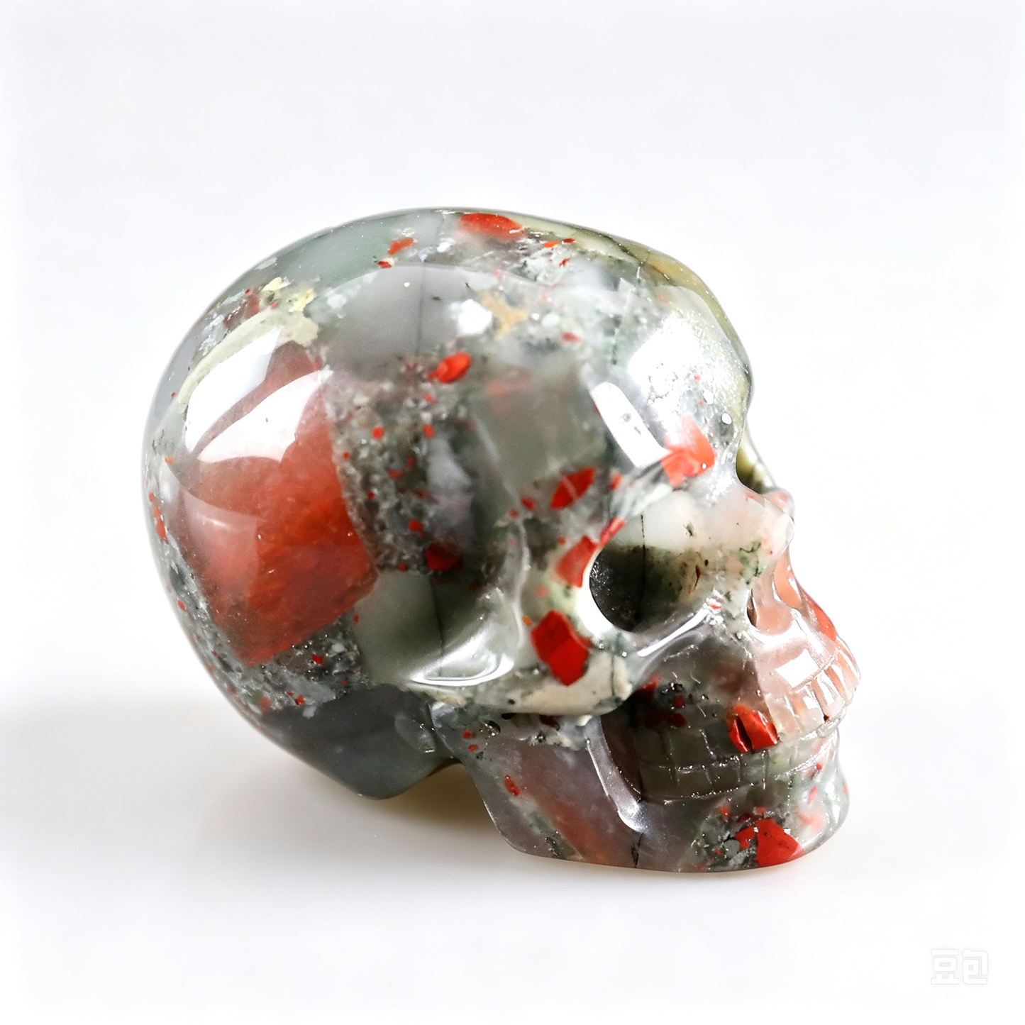 2.2"Natural African Bloodstone Crystal Skull Spiritual Calming Ornament
