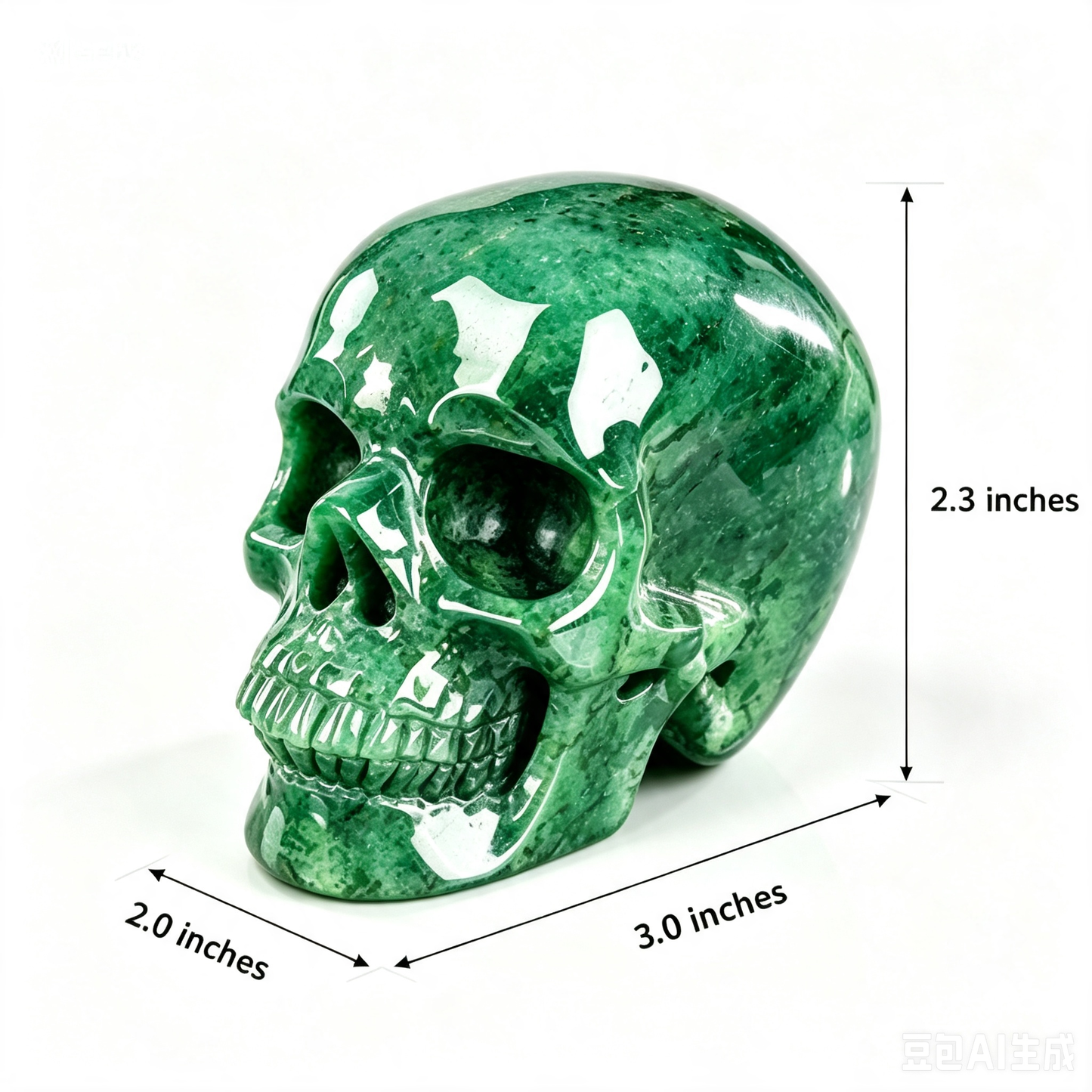 3.0"Natural Green Aventurine Crystal Skull Spiritual Prosperity Ornament