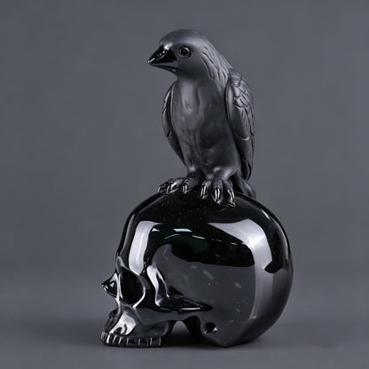 6"Black Obsidian Crystal Skull and Eagle