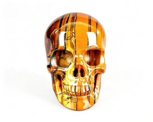 3.0" Natural Tiger's Eye Crystal Skull Courage Protection Ornament