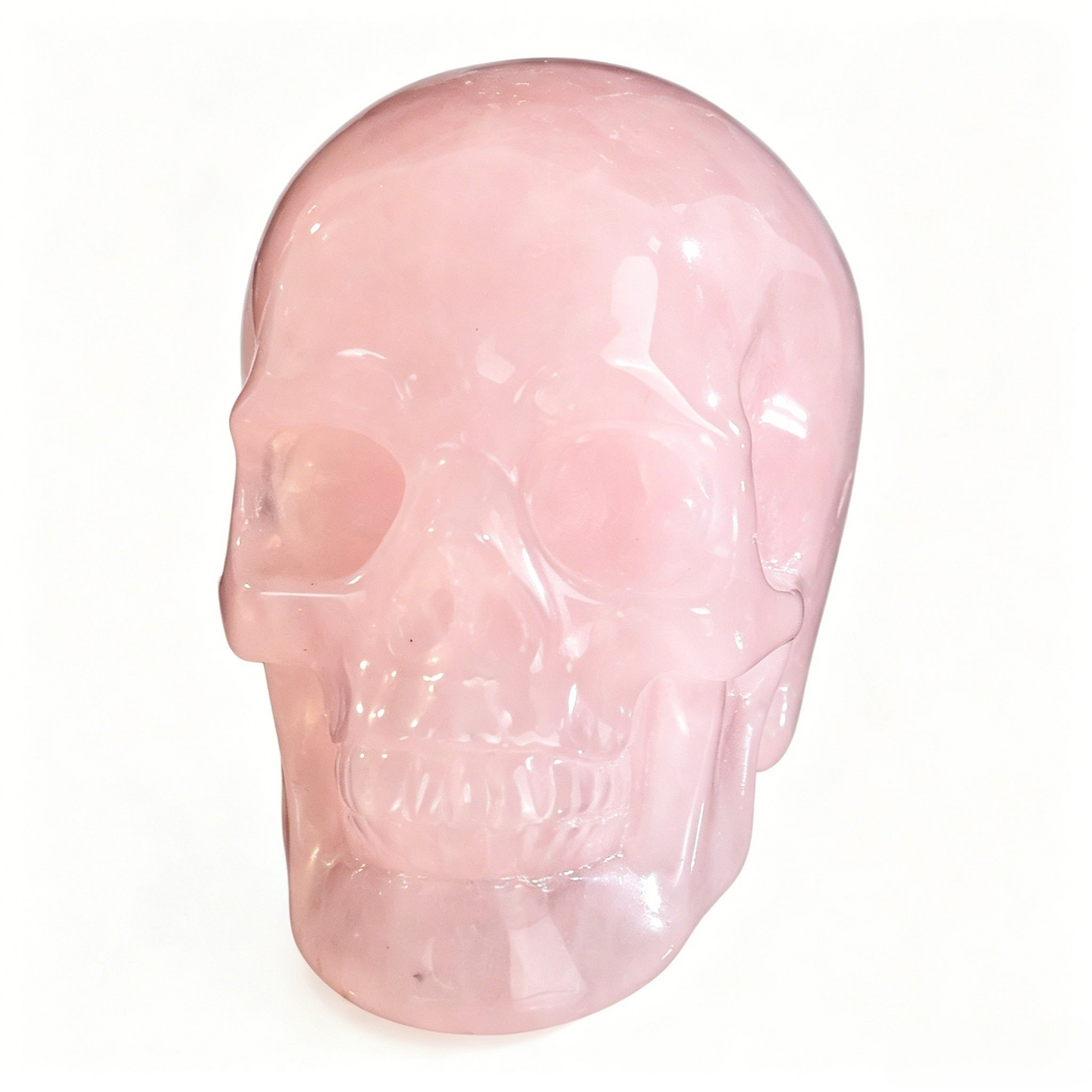 2.2" Natural Rose Quartz Crystal Skull Love Healing Ornament