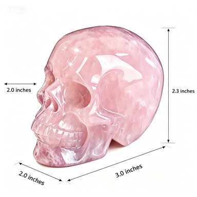 3.0" Natural Rose Quartz Crystal Skull Love Healing Ornament