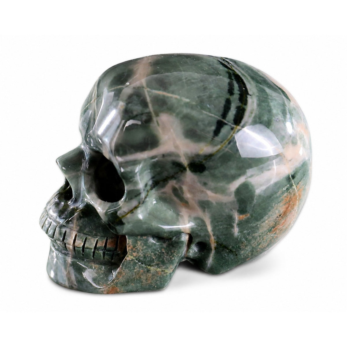 Nine Dragon Jade crystal skull left side
