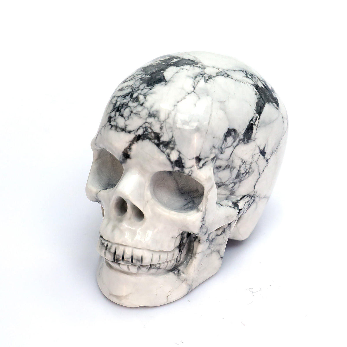 Howlite crystal skull left side