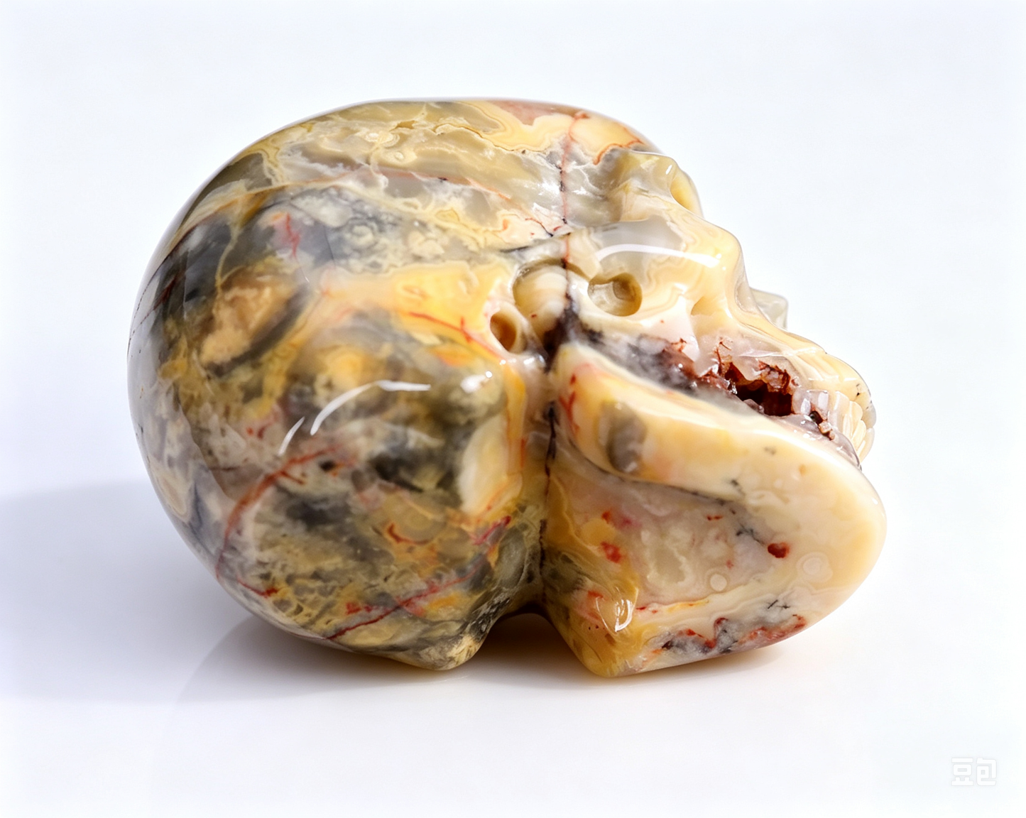 3.0"Natural Crazy Agate Crystal Skull Spiritual Joyful Ornament