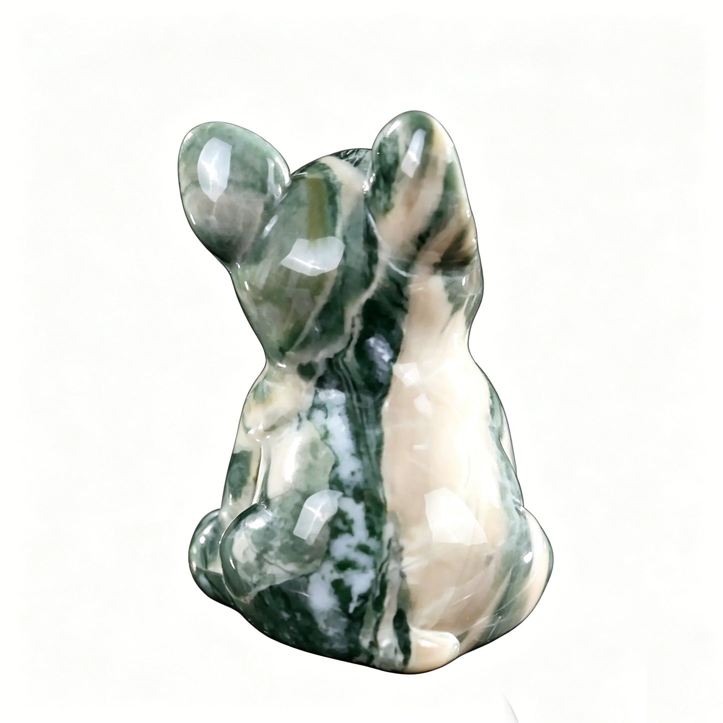 2.0"Natural Nine Dragon Jade Hand Carved Bulldog Figurine, Grounding Protection Crystal Animal Decor