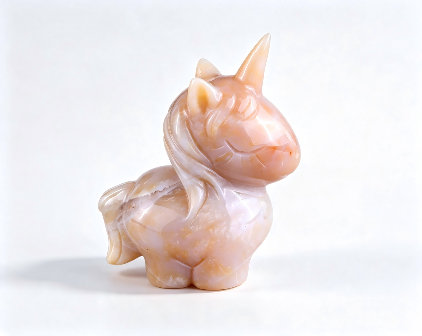 2.75"Natural Yellow Chalcedony Hand Carved Cute Unicorn Crystal Figurine Solar Energy Spiritual Home Decor