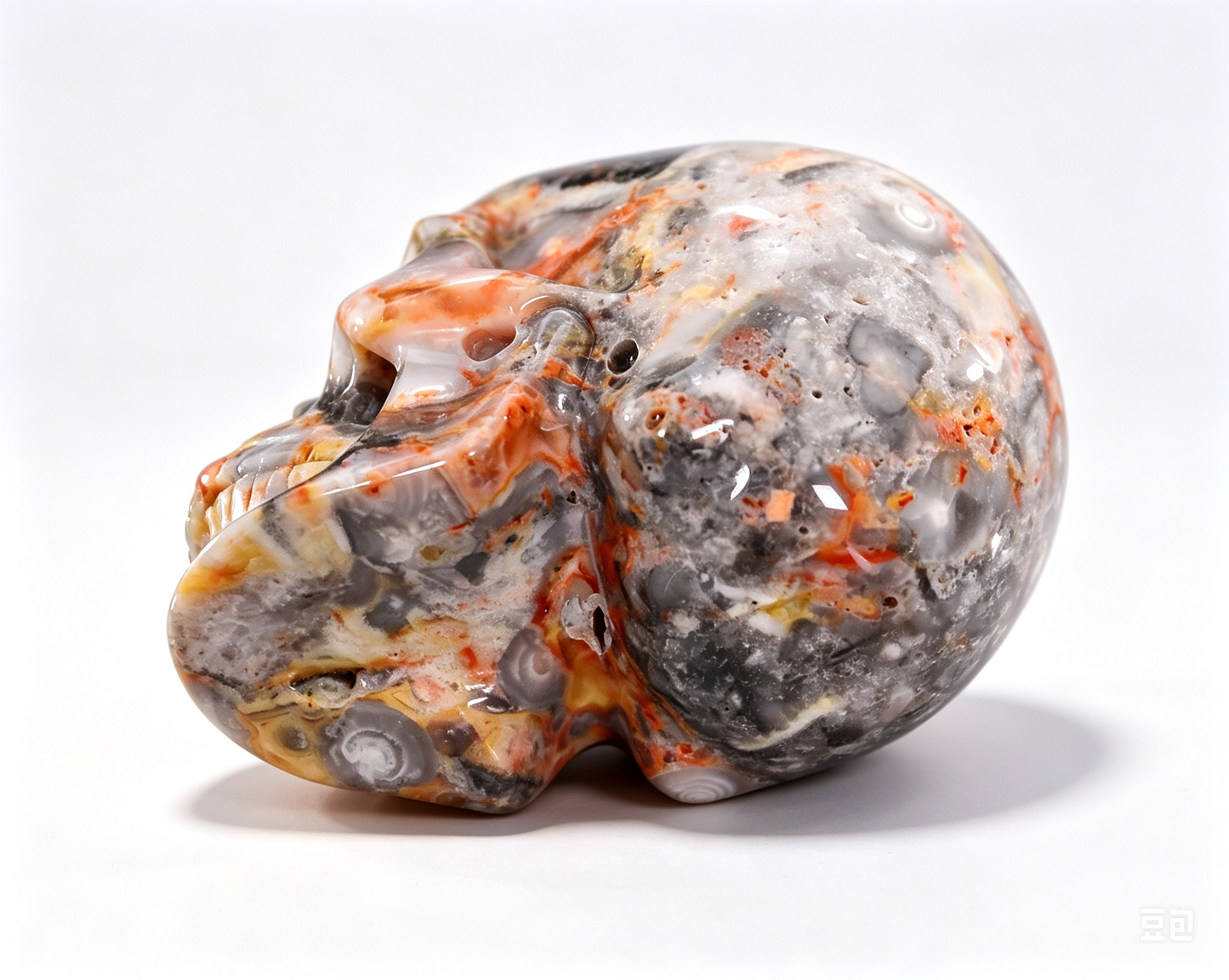 2.2"Natural Crazy Agate Crystal Skull Spiritual Joyful Ornament
